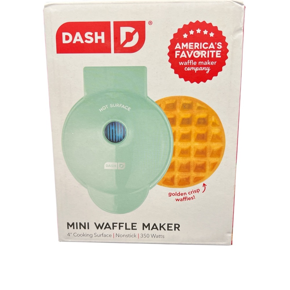 Mini Waffle Maker in Teal with Recipes Included
